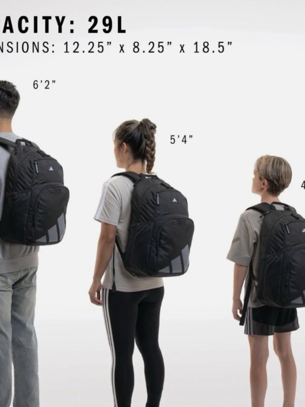 Adidas Midway Backpack Unisex Adult  Kids Boys Durable Laptop 15” Bag Black